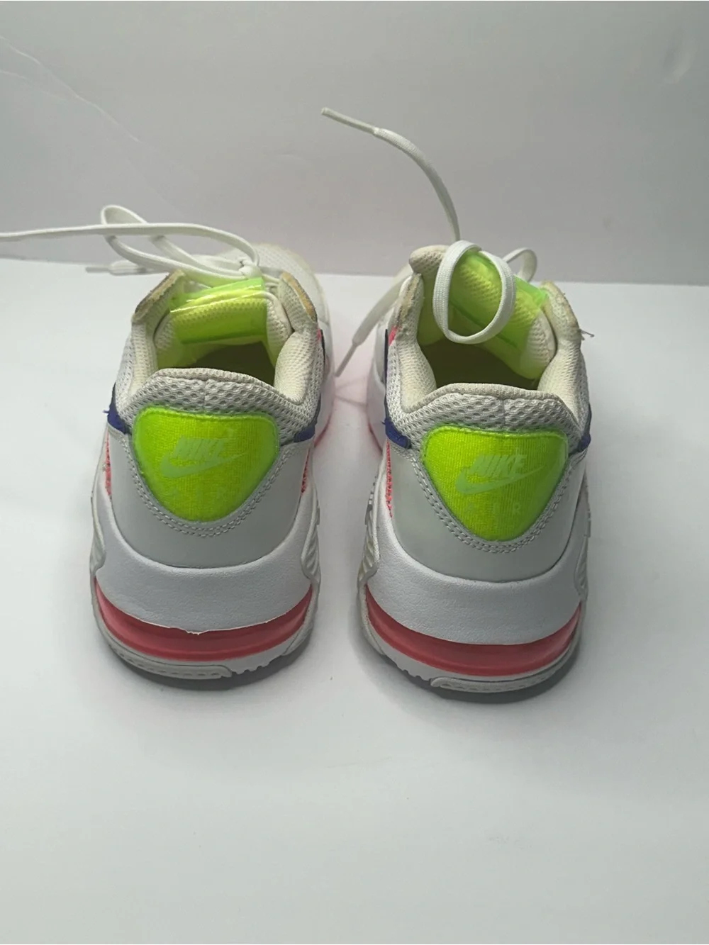 Nike Kids White Sneakers with Neon Yellow and Pink Accents